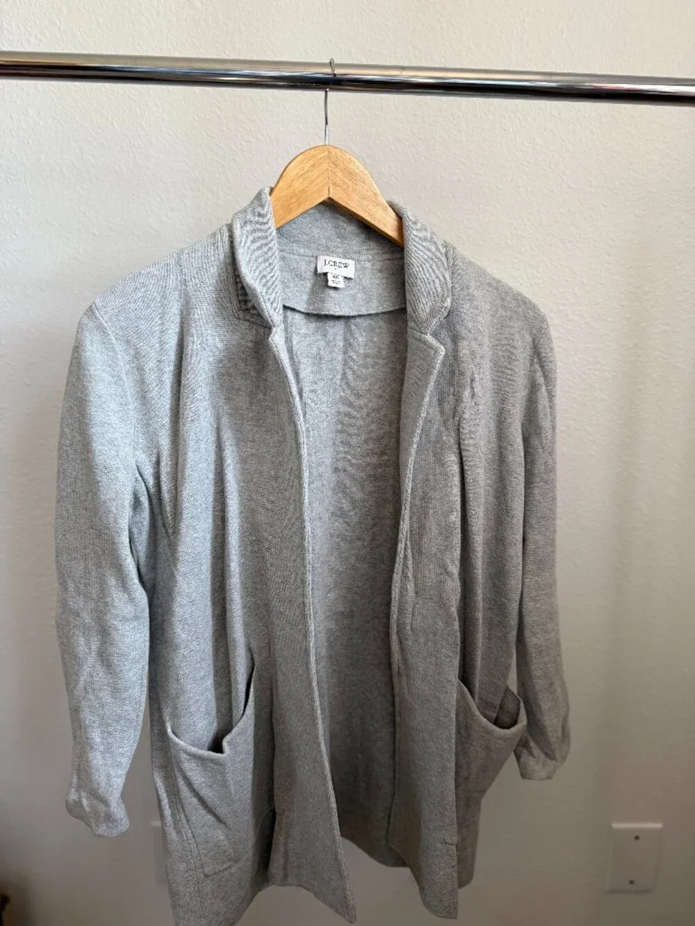 J.Crew Heather Gray Juliette Collarless Knit Blazer Sweater Jacket Size XS